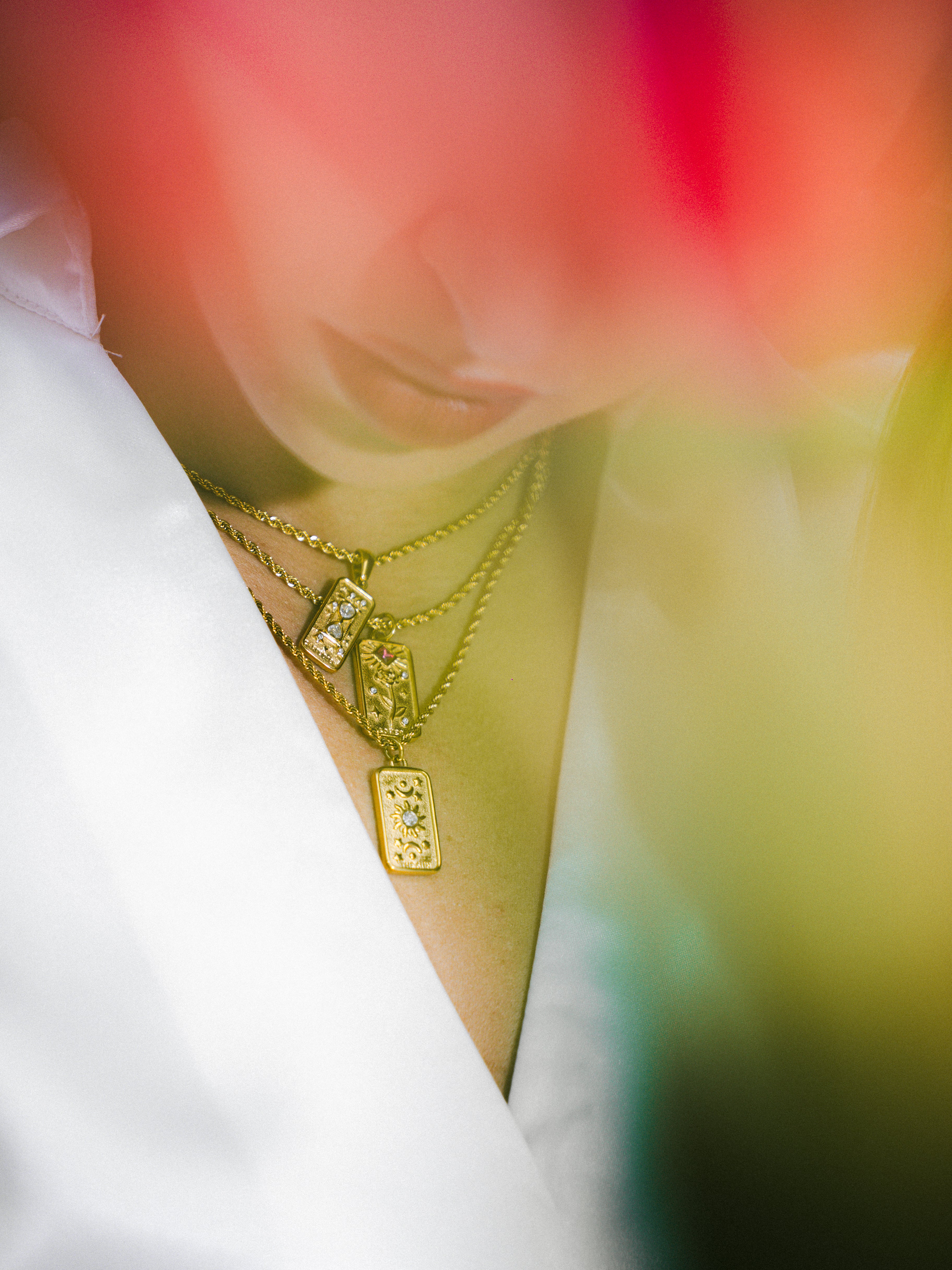 Sun card - charm necklace - Gold plated - twisted chain - elegant - celestial necklace - stars and space - tarot - horoscope - energy