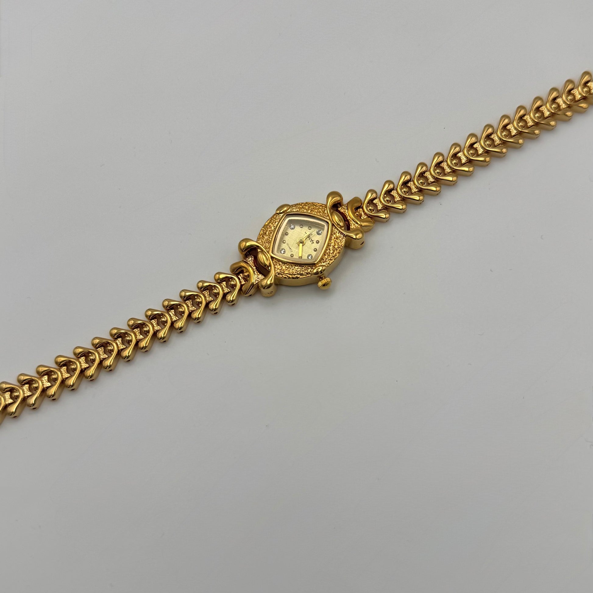 French gold watch - vintage styled unique design watch 