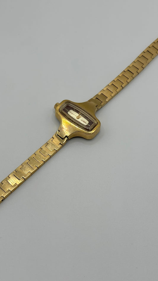 Extremely rare vintage soviet watch 1930 - 24k gold plated - preowend and still working - rare design watch uniwue dial
